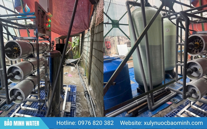 Thiết bị vật liệu hệ thống RO xử lý nước nhiễm mặn tại Bảo Minh
