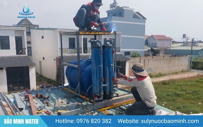 Thi công lắp đặt bộ xử lý nước giếng khoang cho gia đình
